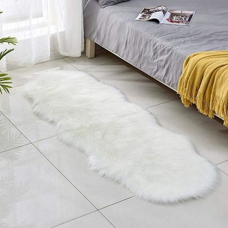 Imiteret Pels Tæppe - Shaggy Fåreskind Fluffy Tæppe Kunst Tæpper Chic Gulvtæppe Soveværelse Stue Dekoration