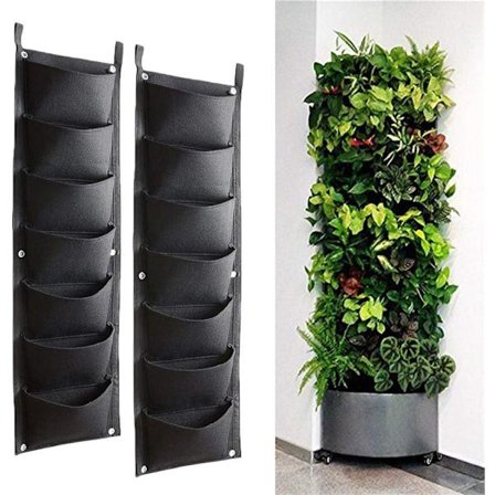 Sett med 2 hengende planteposer, vertikale planteposer med 7 lommer, fo