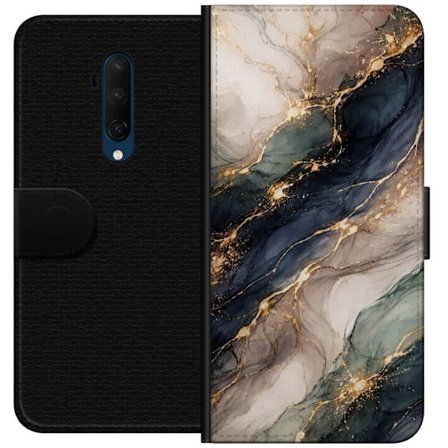 Yhteensopiva Lompakkokotelo OnePlus OnePlus 7T Pro Ylellinen abstrakti marmoritaide mustalla, valkoisella ja kullalla elegantteine linjoineen, eksklus