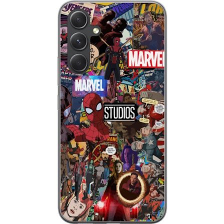 Kompatibelt Mobilskal till Samsung Samsung Galaxy S24+ Färgstarkt superhjälteinspirerat collage med serietidningskänsla dynamisk mix av action, ret
