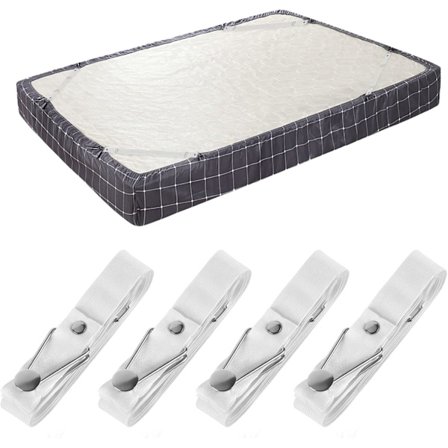 (Sæt med 4 hvide) Lagenholdere - Justerbare lagenfastgørelser