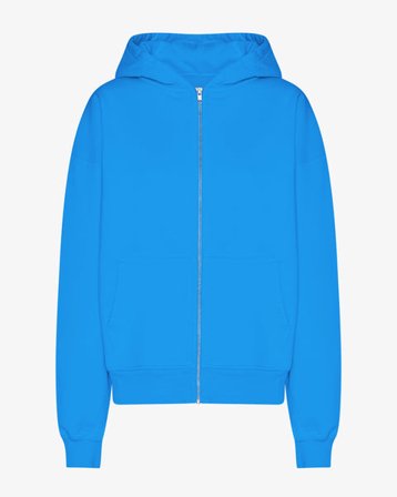 Organic Oversized Zip Hood - Pacific Blue - Female - 2XL