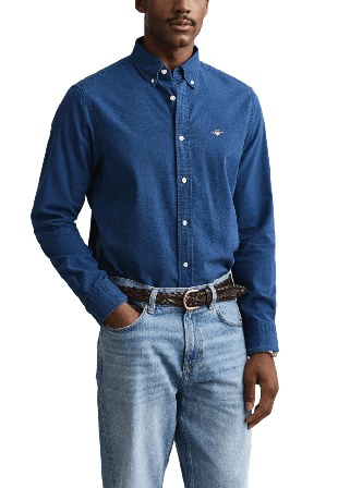 GANT Indigo Seersucker Shirt Skjortor Herr Blå XXL