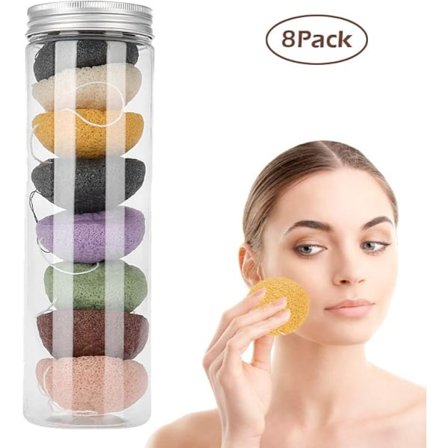 Eksfolierende Svamp (8 Stk) Ansiktsskrubb Dyprensende Svamp Fjerner Døde Hudceller for å Fremme Blodsirkulasjon og Strålende Hud