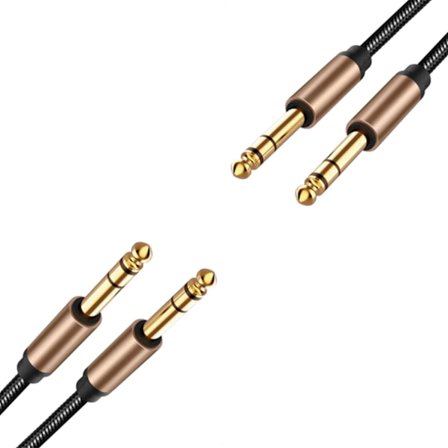 2 stk 6,5 mm Jack lydkabel flettet for gitarmikserforsterker 1,8 m Jack-kabel hann til hann Aux-kabel