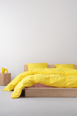 Jotex - Sengesett Dobbeltseng Økologisk Gul/hvit - SIMA - Kjøp Dobbeltseng hos Jotex