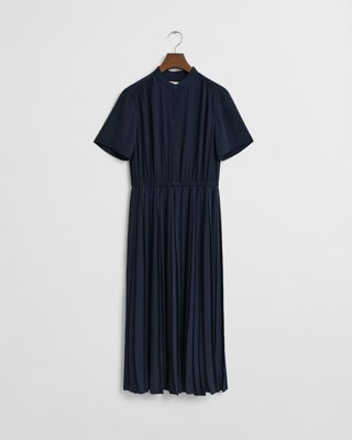 GANT - Plisset midiskjortekjole til dame evening blue