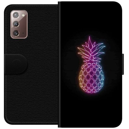 Kompatibelt Lommeboketui til Samsung Samsung Galaxy Note20 Neonlysillustrasjon av ananas i fargerikt lys mot svart bakgrunn