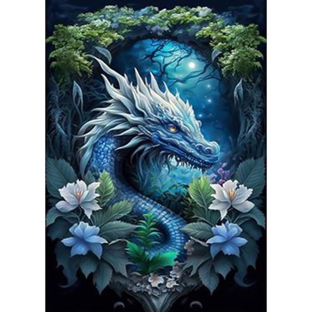 30x40cm Dragon Diamond Painting Kits, 5D White Dragon Diamond Pai