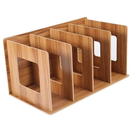 4 sektioner aftagelig træ opbevaringshylde kasse skrivebord DIY arrangør aftagelig bogreol CD DVD holder stativ brun