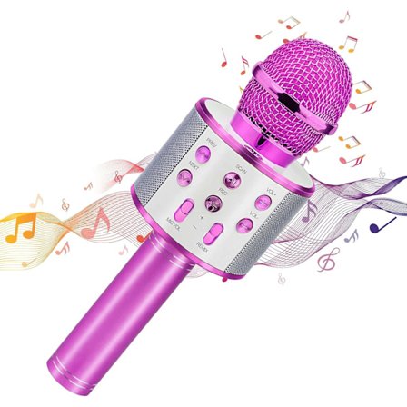 Rosa karaoke-mikrofon med Bluetooth-sang leker for jenter bursdagsgaver for 9 10 11 12 år gamle barn strømpefyllere
