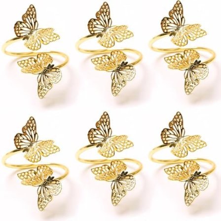 5x4.5cm Serviettringersett med 6 sommerfuglmetallserviettholdere Spenner Serviettringer til middag, festdager, bryllup