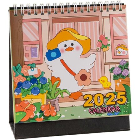 Liten skrivebords kalender, månedlig daglig planlegger, 2025 skrivebords kalender, søt tegneserie