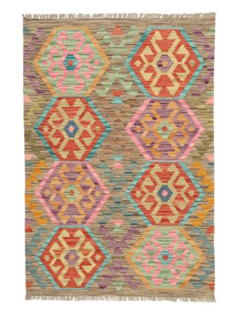 Kilim Afghan Old Style Rug Hand Woven 84X127 Brown/Red Afghanistan