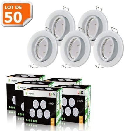Spot LED indbygningsspot hvid - LAMPESECOENERGIE - GU10 - 5W - 350 Lm - Neutral hvid