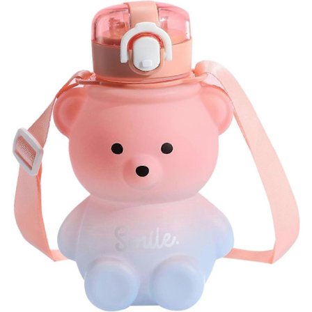 Stor Kapacitet Tecknad Björn Sugrör Kopp Barn Bärbar Ryggsäck Vattenkokare Vattenflaska Mugg med Sugrör Flickkopp