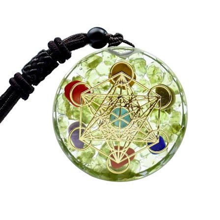 Ogan Energy Magic Circle Pendant Natural Peridot Resin Seven Chakra Pendant,barn,hane