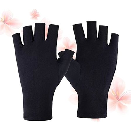 Hög elastiska solskyddshandskar dam sommar tunna utomhus körning anti-ultravioletta handskar halvfinger två fingerhandskar-svart