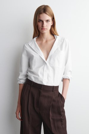 COS Women's Tailored Pima Cotton Shirt in White