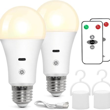 Batteridrevet Oppladbar LED-lyspære – Trykknapp, RGB+CCT, Hvit/Varm/Nøytral