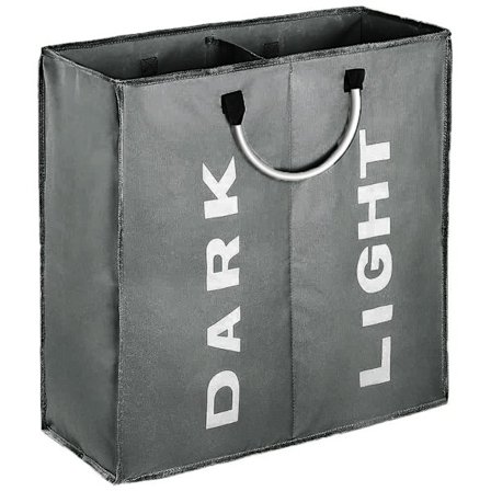 Dobbelt Stor Vasketøjskurv med Håndtag, 53x23×53cm Sammenklappelig Kurv til Beskidt Tøj til Opbevaring af Vasketøj