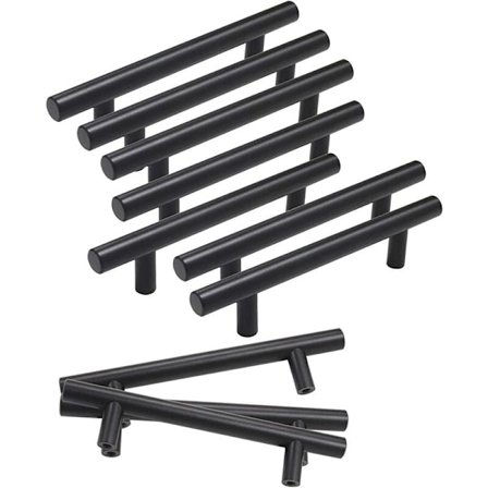 10 st Svart skåp Drag T-formad Hollow Pull Rod Håndtag, köksskåp Hålavstand: 96mm 10*150*96