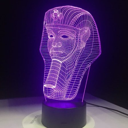 Egyptin Farao -muotoinen 3D-illuusio LED-yövalo 7 värillä pöytälamppu USB LED Luminaria 2018 Klassinen lahja