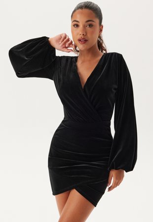 Bubbleroom Occasion Leija Velvet Dress Black Vaatteet