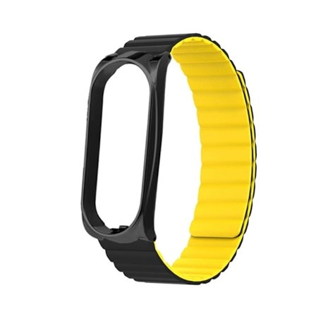 Xiaomi Mi Smart Band 6 / 5 klockarmband i silikon med integrerat skydd - Svart / Gul