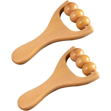 Træ Massage Ruller 2-Pak - Muskelafslapningsværktøjer til Ben, Ryg & Hele Kroppen, Håndholdte Trækugle Massører til Mænd & Kvinder