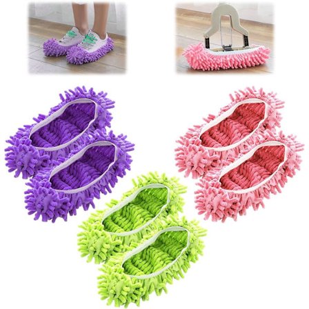 Par Mikrofibermopptofflor, Tvättbara och Återanvändbara Städtofflor för Golv, Badrum, Kök