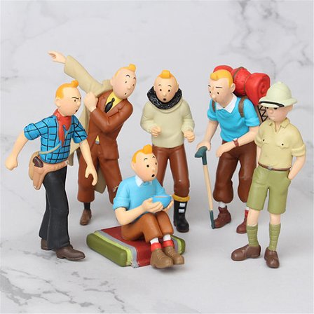 6 Tintin og Kaptein Haddock eventyr naturtro figurer for barn