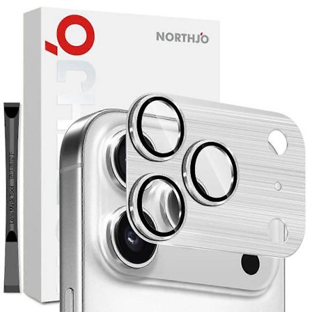 Hot tilbud til lav pris! Kompatibel med iPhone 17 Pro Max Kameralinsebeskytter Børstet Integreret Metal Hærdet Glas Linse Film Multicolor Sølv-Glad