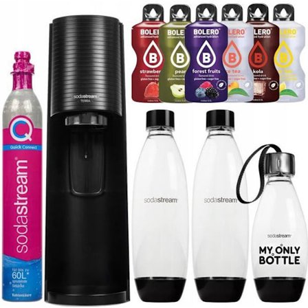 Sodamaskin - Sodastream - Terra - 3 flaskor - Inkluderad påfyllning - Svart - Utan BPA - Elegant design