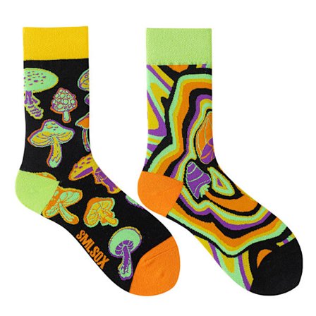 5 par Många stilar av AB-strumpor asymmetriska kreativa trendiga strumpor roliga par mandarinanka färgade mellanhöga strumpor