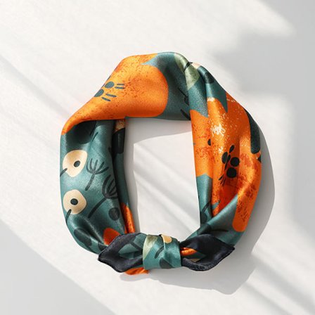 100% Silkeskjerf Dame Vintage Blomstertrykk Bandana Hals Hodebånd