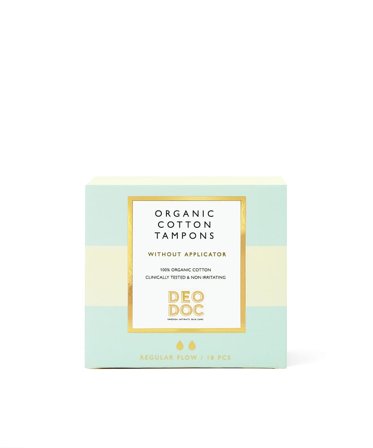 DeoDoc Organic Cotton Tampons Without Applicator Regular flow/ 18 stk., Medicin & Pleje, Bind & Indlæg, Tamponer