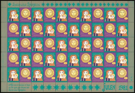 Danmark - Julemærkeark 1981 - Takket - Ufoldet