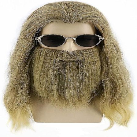 Fed Thor-paryk med skæg Herrer Lang Krøllet Askeblond Paryk Halloween Kostume Parykker