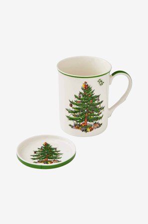 Spode - Sett med krus og fat Christmas Tree 34 cl - Hvit - Kopper & krus - Fra Homeroom