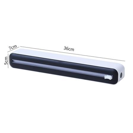 2 in 1 muovikääreleikkuri Säilytys Elintarvikekääreen annostelija Folio liukusäädin keittiötyökalu Black-No Suction cup