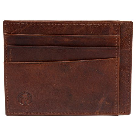 Kasztanowe skórzane etui na karty RFID Montreal dla mężczyzn - Etui na karty