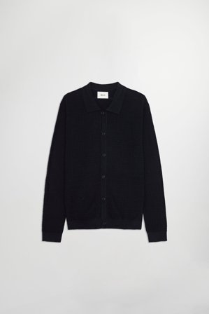 Navi Polo Cardigan Herr Blå Bomull