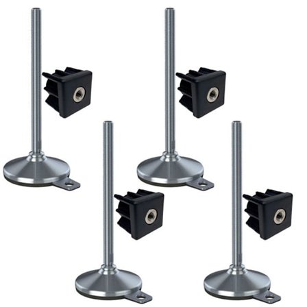 rakennustyömaavarusteet ruostumaton teräsjalka 16x230x105mm, pehmuste & kiinnitysreikä + sisäosat 50x50x2,0 mm - 4 kpl sarja