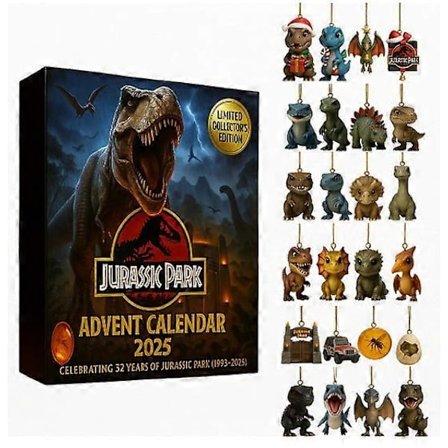UUSI Jurassic Park -joulukalenteri 2025 Dinosaurusten adventtikalenteri 2025, 24 päivää, akryyli