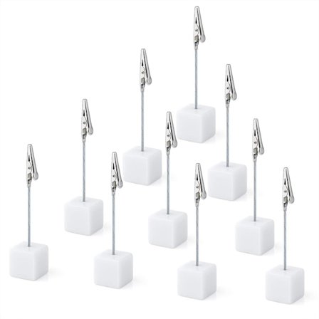 Hvid Memo Clip Fotoholder, 10 stk. Memo Clip Holder Stativ til Kontor Memo, Bryllup Bord Navn, Disp