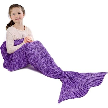 Sjöjungfrufilt Present Idé Sjöjungfrufilt och Personlig Jul Födelsedag Present Idé för Flickor Vardagsrumssoffa (Lila)