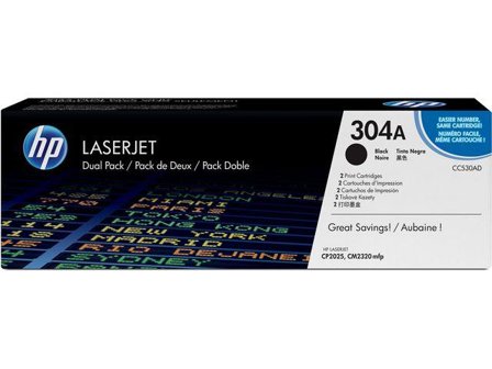 HP 304A - 2-pack - svart - original - LaserJet - tonerpatron (CC530AD)