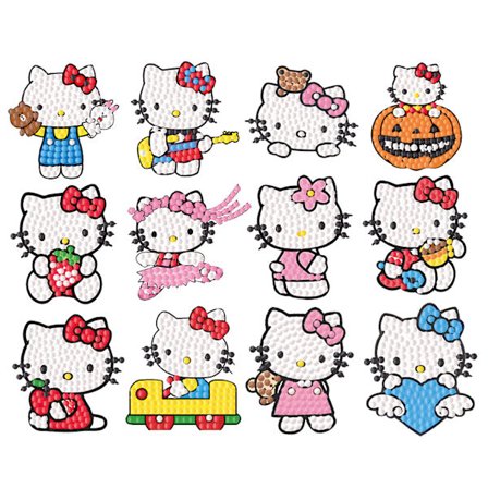 #12 stk HelloKitty Tegnefilm DIY Diamantklistermærker#