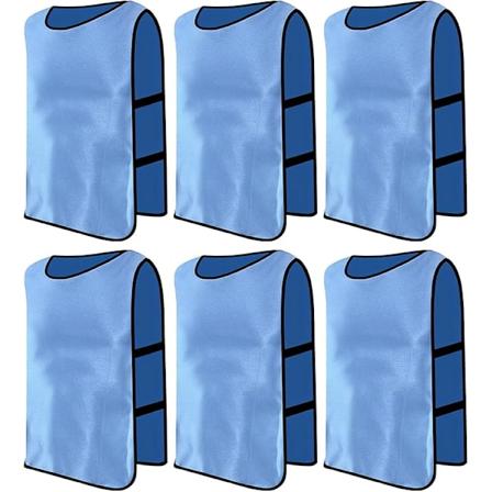 6 st fotbollshjälmar, träningsfotbollsräkning, Scrimmage träningsväst, återanvändbar sportsele, storlek XL Blue